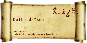 Keitz Ákos névjegykártya
